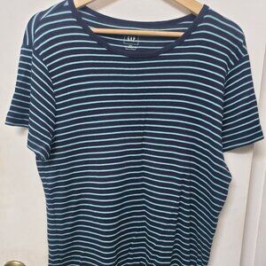 Gap Modern Fit T-Shirt Blue And Green Striped Women's Size XXL